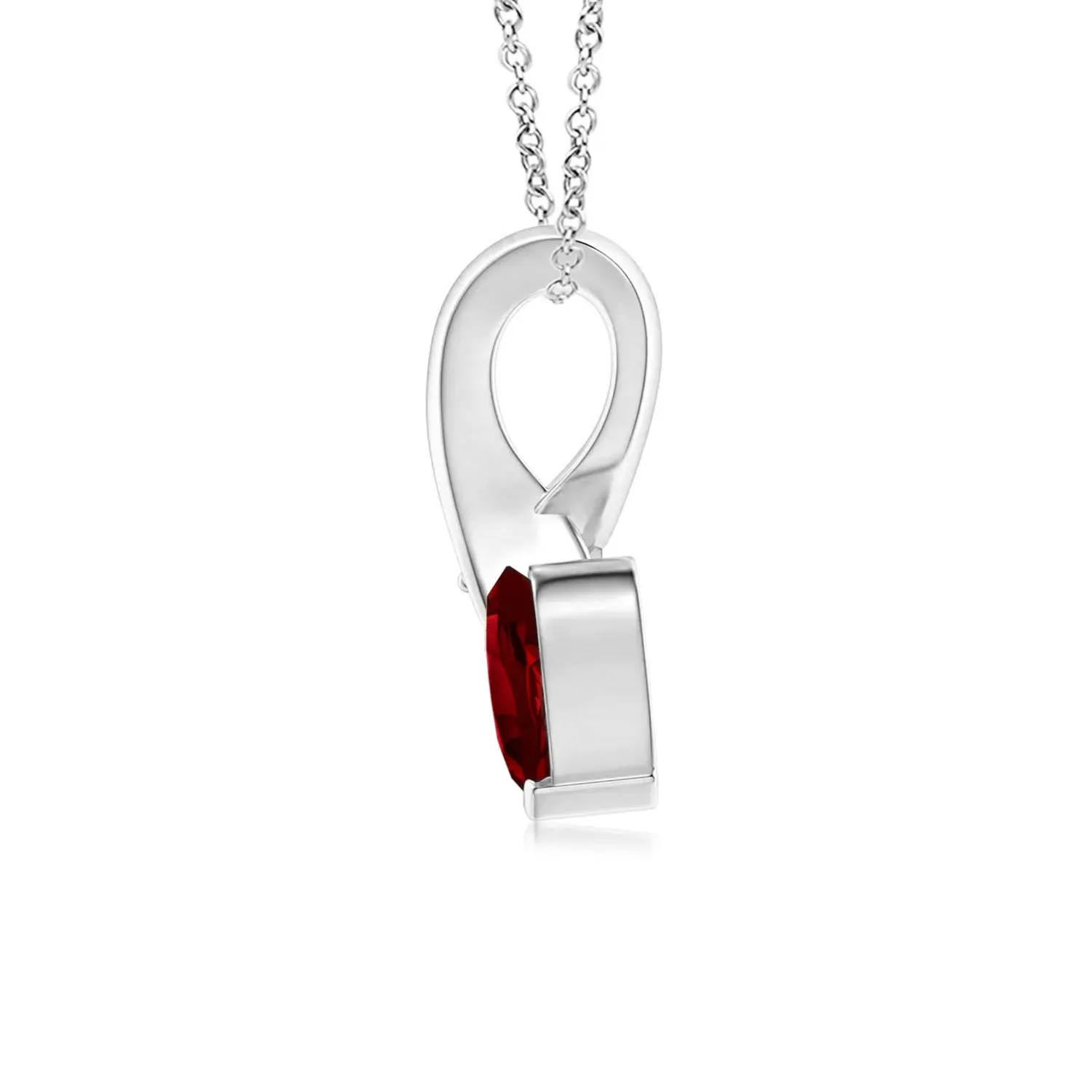 1 CT. Heart-Shaped Garnet Ribbon Pendant with Diamond