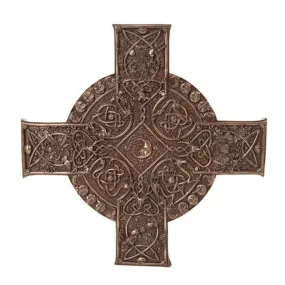 11.25" Elemental Celtic Cross Wall Plaque Statue in Bronze