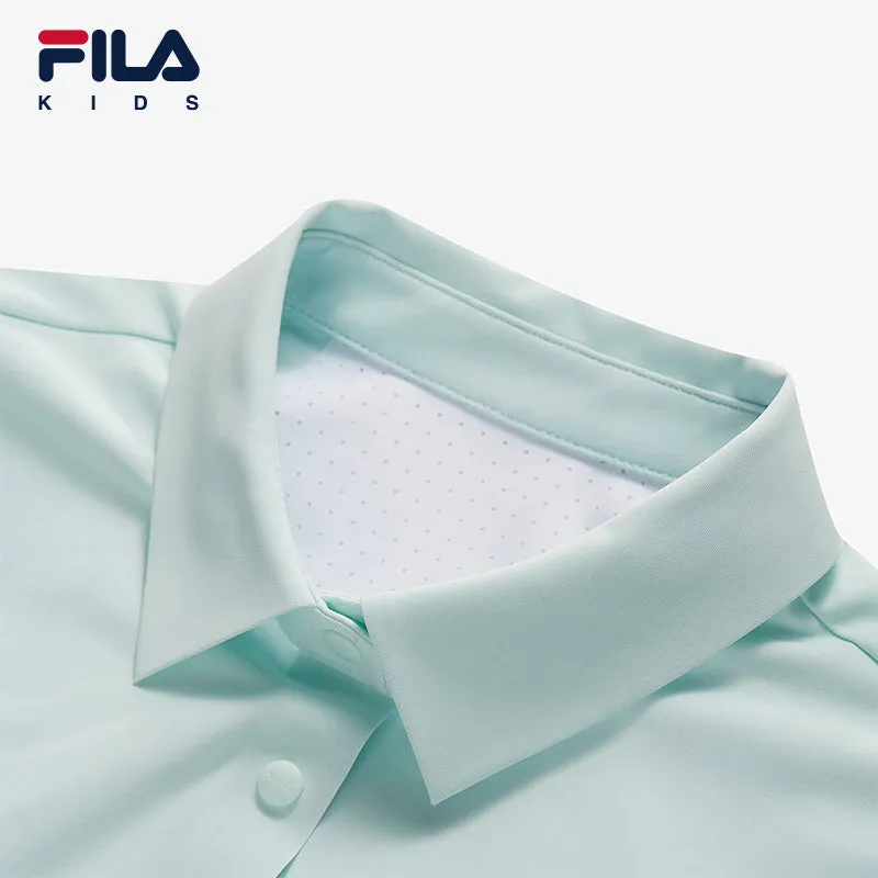 (130-165cm) FILA KIDS PERFORMANCE GOLF Girl's Short Sleeve Polo in Light Green