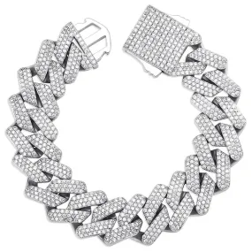 20mm Diamond Prong Link Bracelet in White Gold