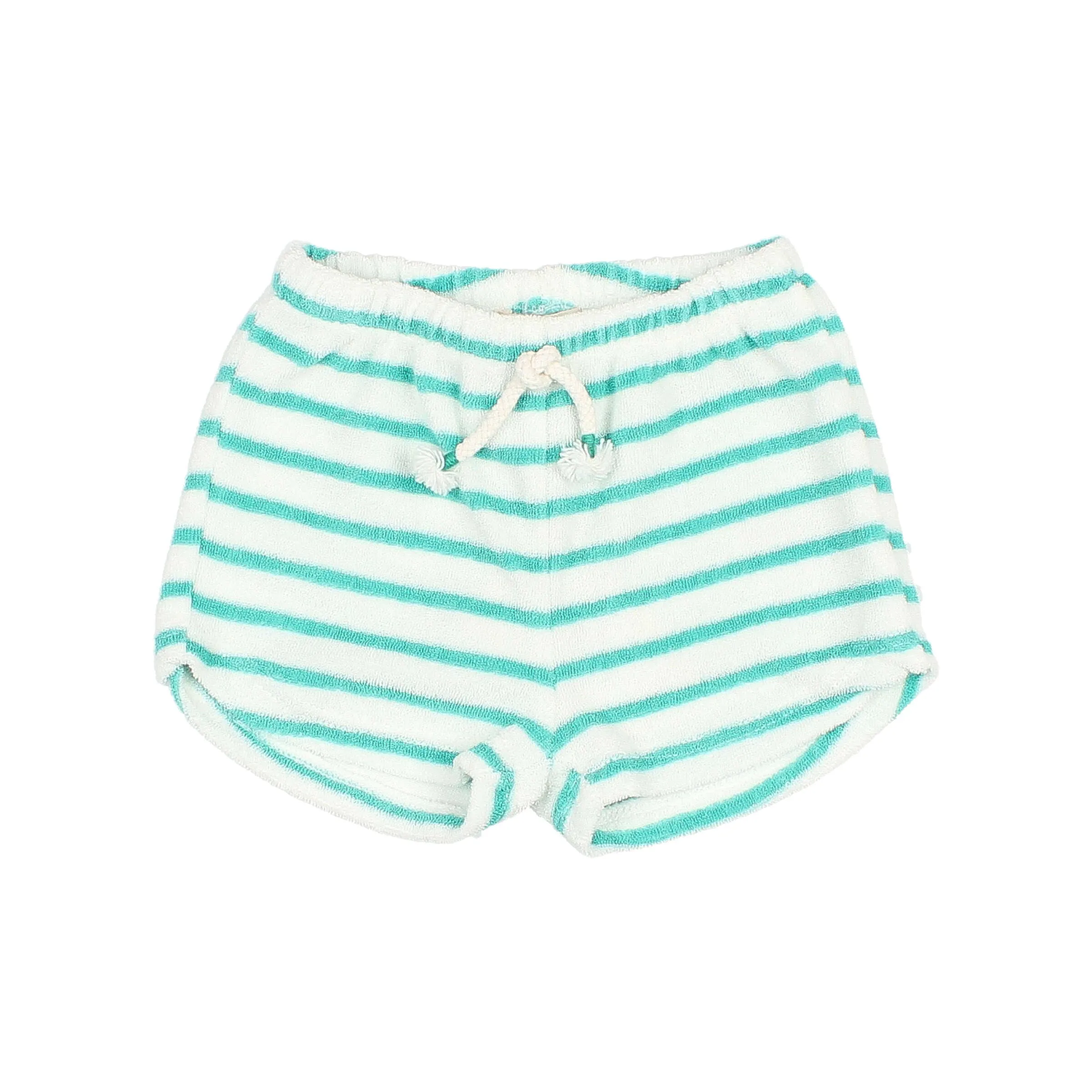 6951-TERRY STRIPES SHORTS-Pool Green