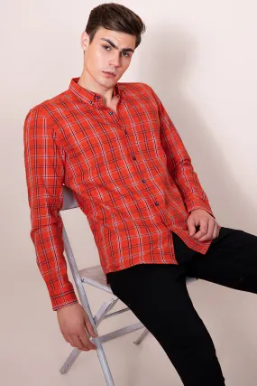 80's Small Orange Check Shirt