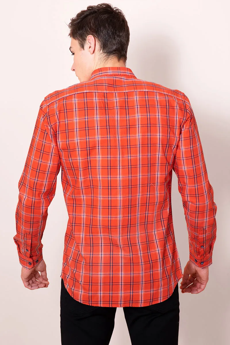 80's Small Orange Check Shirt