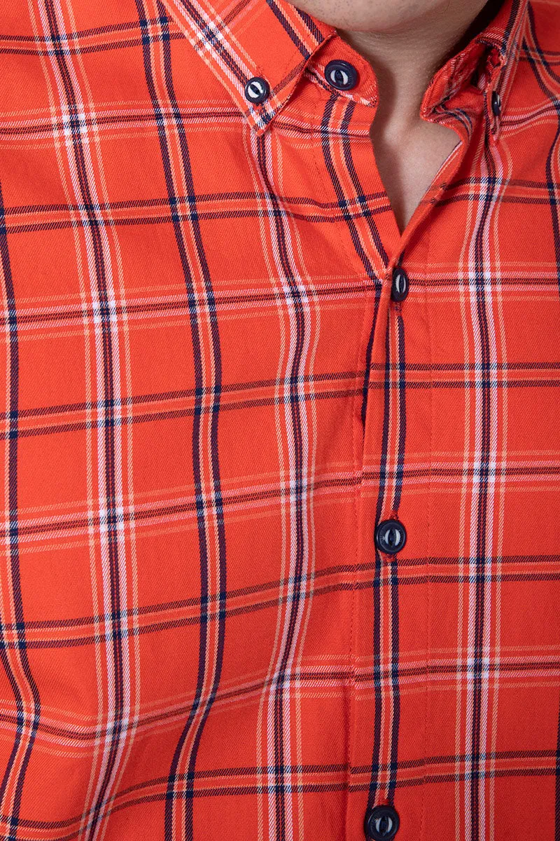 80's Small Orange Check Shirt