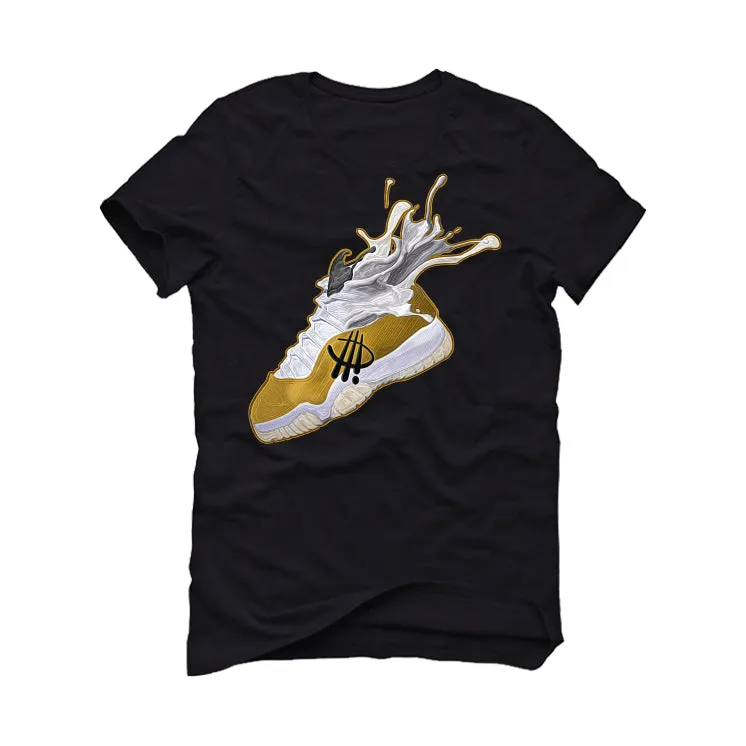 Air Jordan 11 Gratitude Black T-Shirt (SPLASH BLACK AND WHITE GOLD)