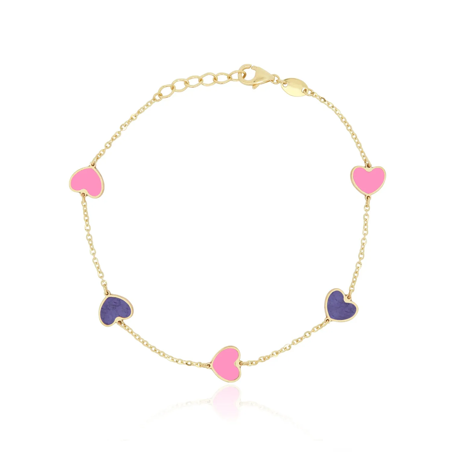 Bubblegum Pink and Amethyst Heart Station Bracelet