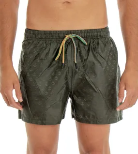 Costume Da Bagno Uomo Boxer Verde Stampa Ancora Elastico GIOSAL-SU1154A