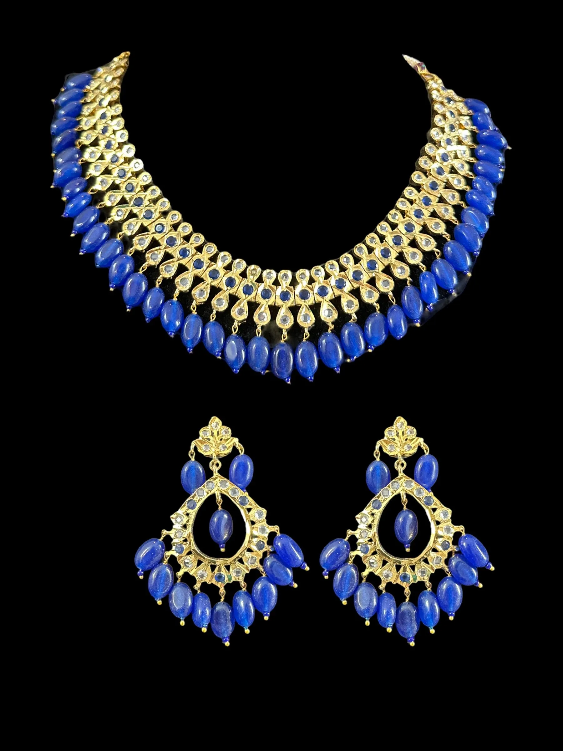 DNS129 Mumtaz Barfi set in blue ( READY TO SHIP )