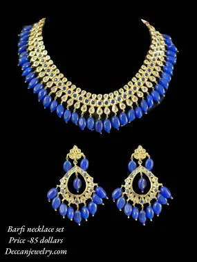 DNS129 Mumtaz Barfi set in blue ( READY TO SHIP )