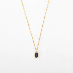 Emerald Cut Blue Sapphire Wisp Necklace