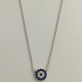 Evil Eye Sterling Silver Fine Link Eye Of Protection Necklace.