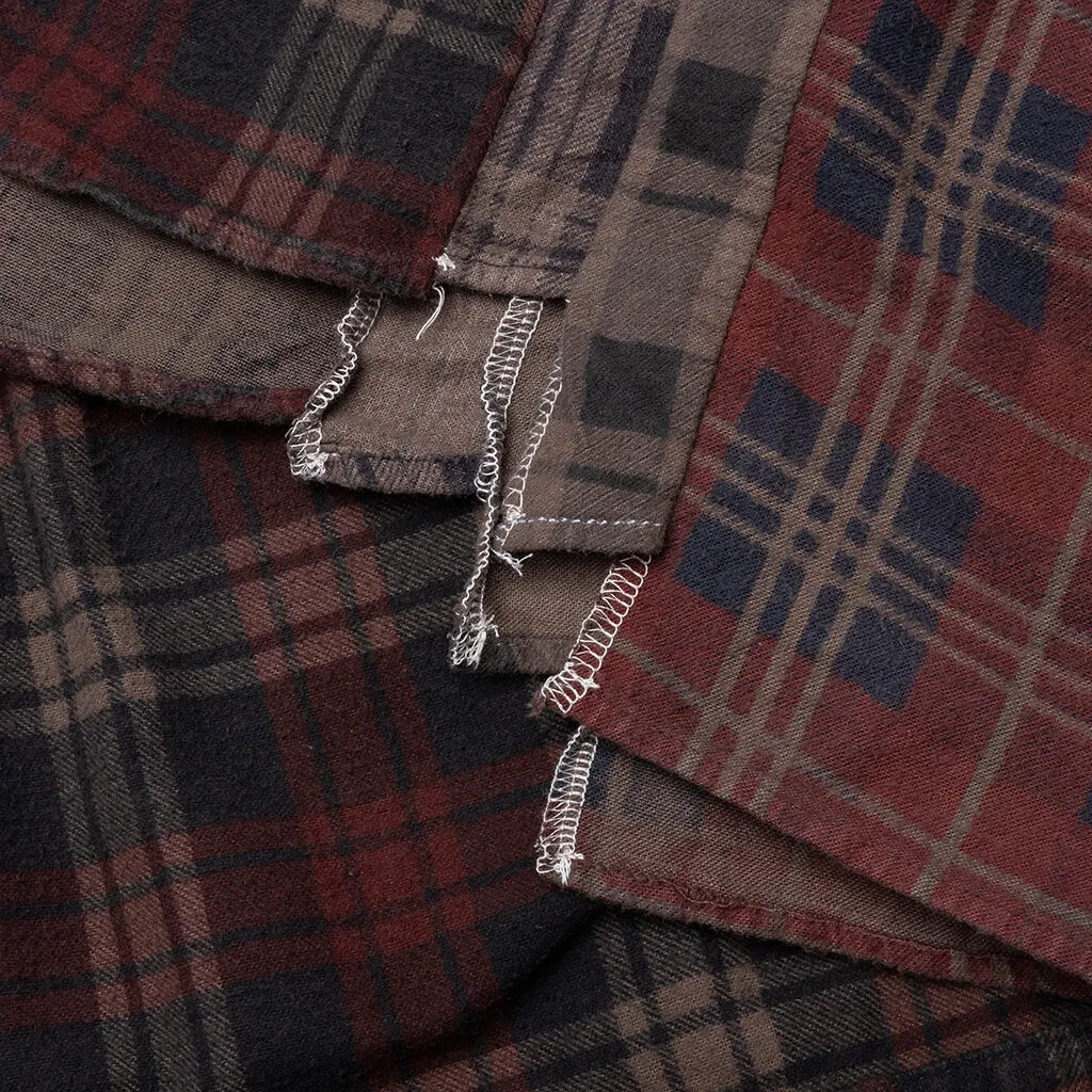 Flannel Shirt 7 Cuts Shirt Over Dye  - Brown