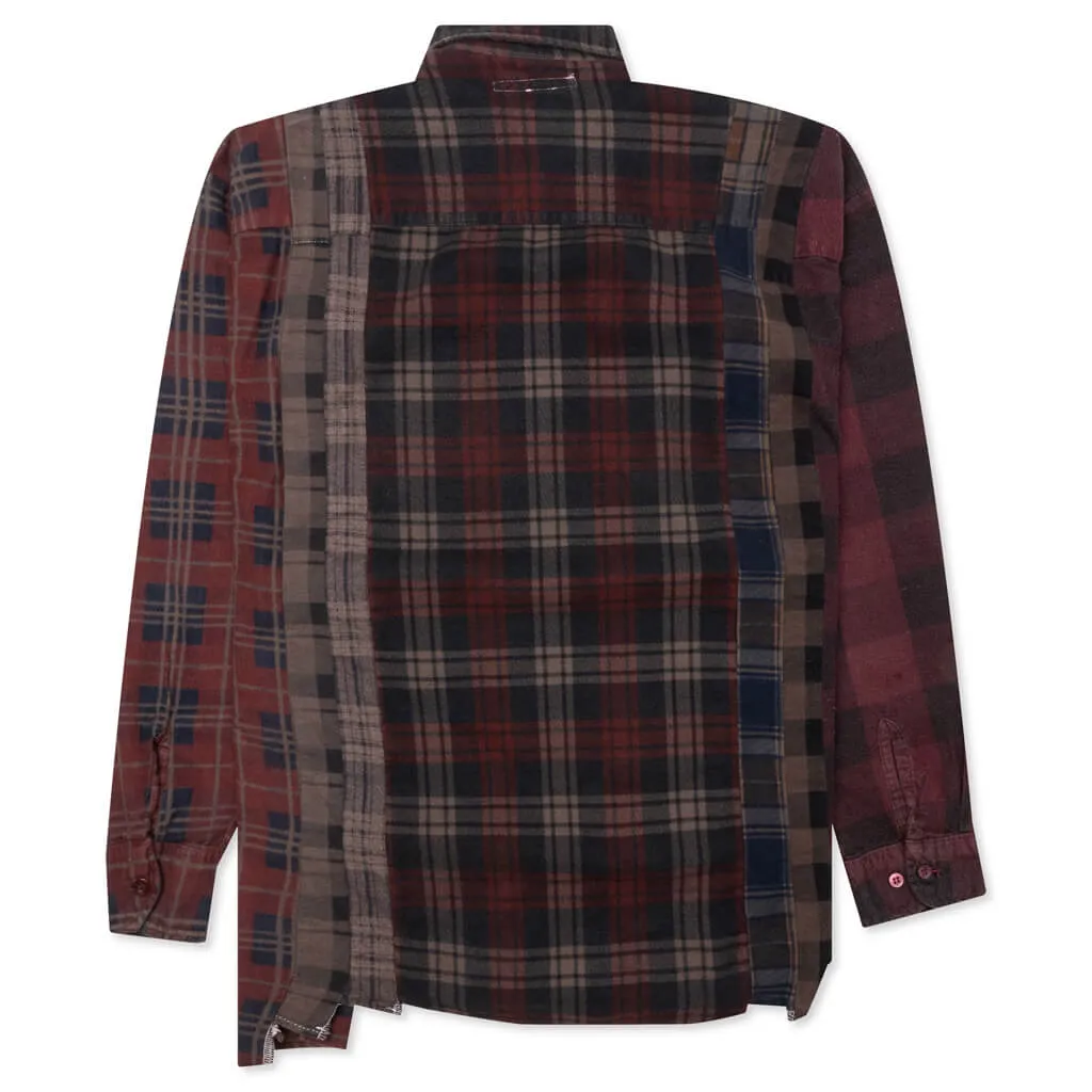 Flannel Shirt 7 Cuts Shirt Over Dye  - Brown