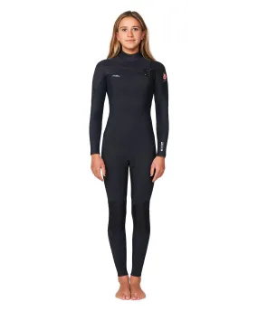 Girl's HyperFire 4/3mm Steamer Chest Zip Wetsuit - Black