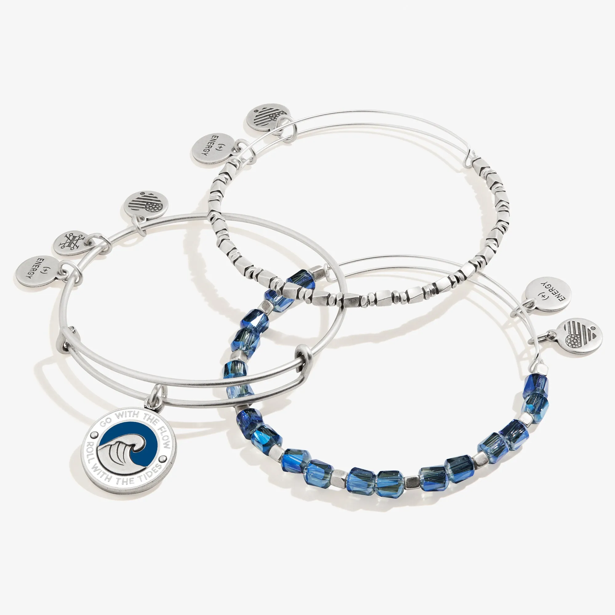 Go With the Flow' Charm   Beaded Bangles, Set of 3