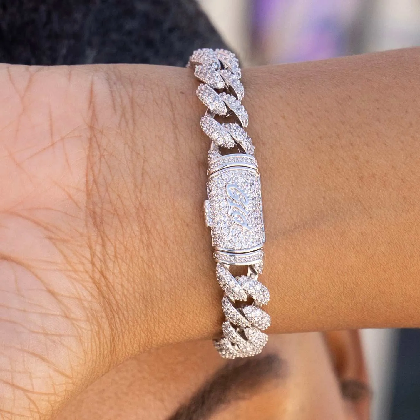 Iced Cuban Bracelet in White Gold - 8.5mm