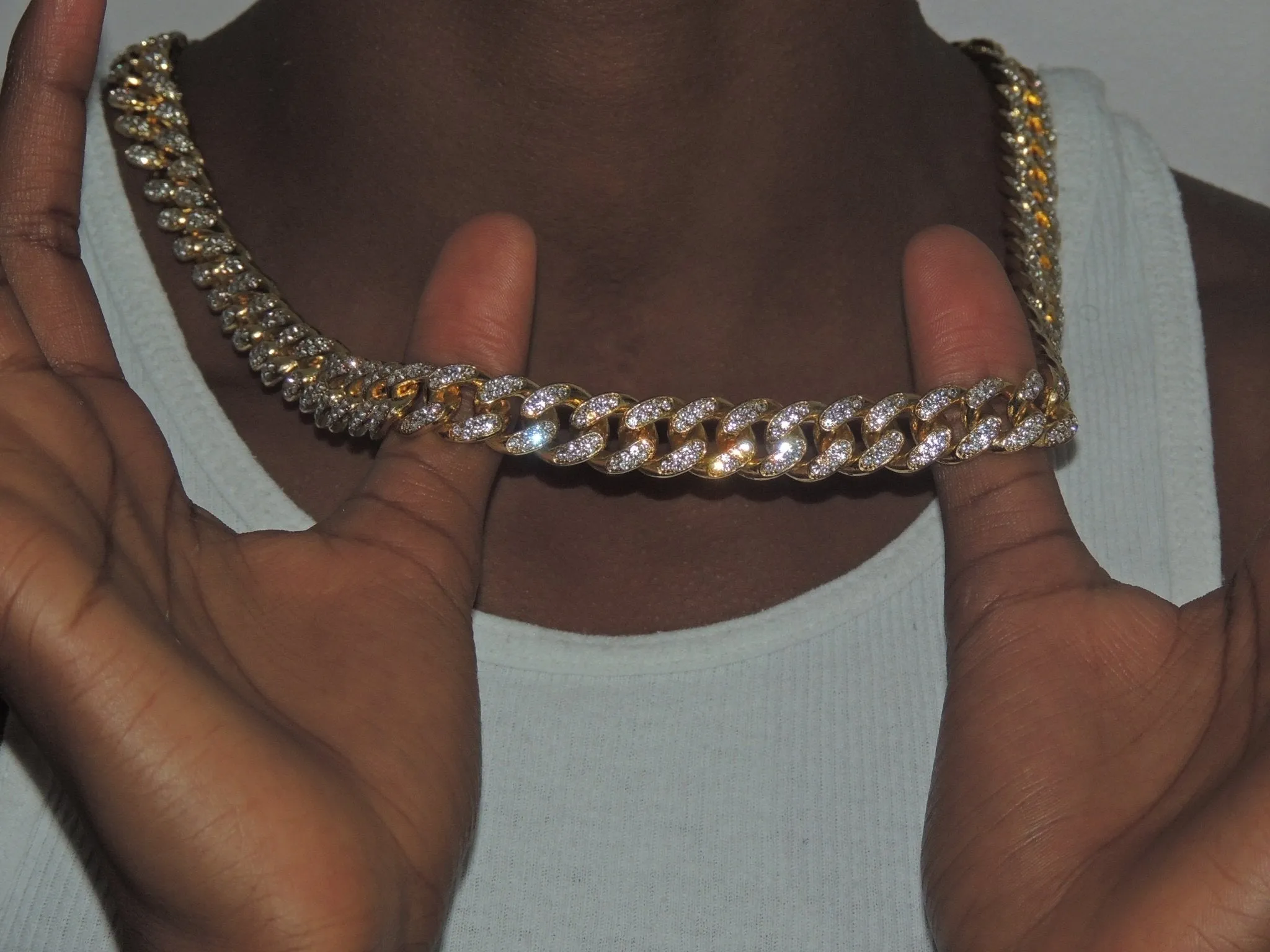 Iced Out 18K Gold Miami Cuban Link   Bracelet Set