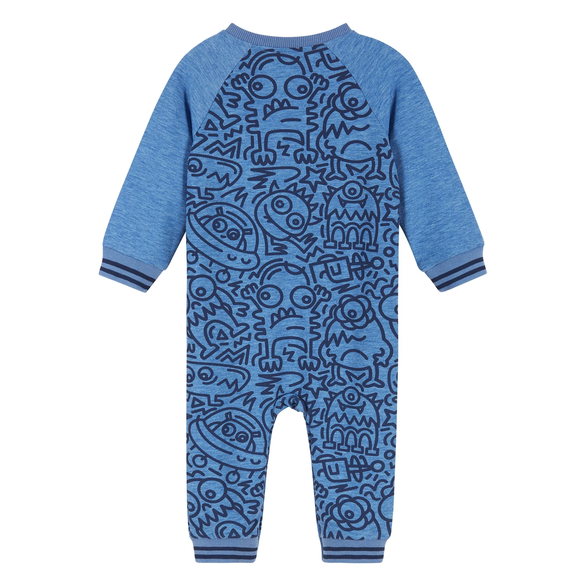 Infant Monster Crewneck Romper  | Blue