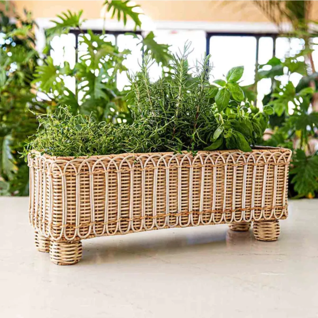 Juliska Provence Rattan Whitewash Rectangular Planter