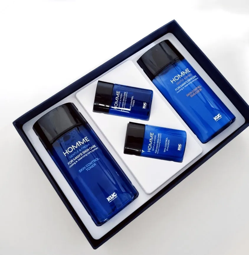 KUC Skin Control Homme 2 Set Skincare For Men Toner Emulsion Moisture Adenosine Elasticity