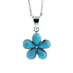 Larimar Plumeria Pendant