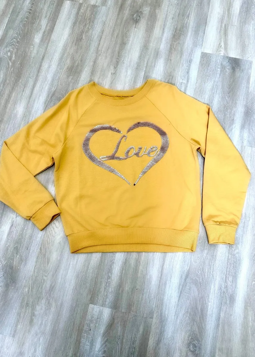 Love Is In The Air Sequin Sweater Yellow