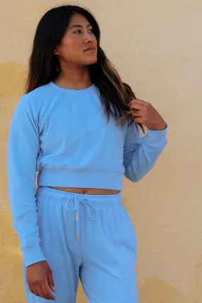 Madison Terry Cloth Cropped Crewneck - Sky