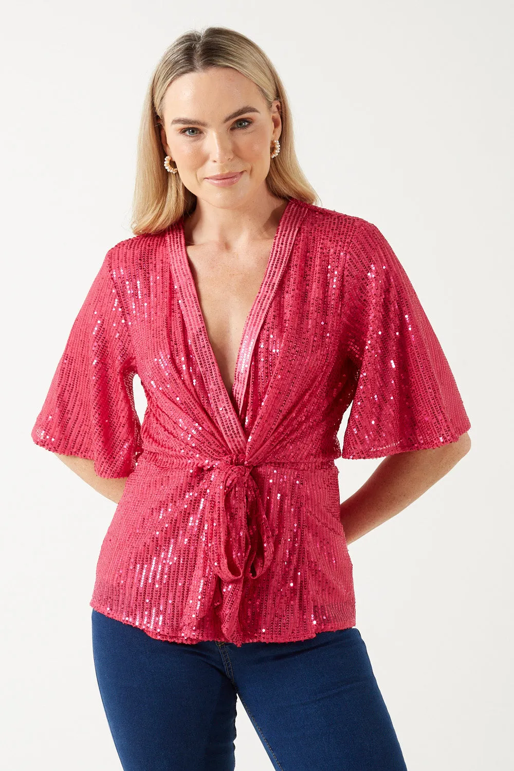 Marc Angelo Sequin Tie Top