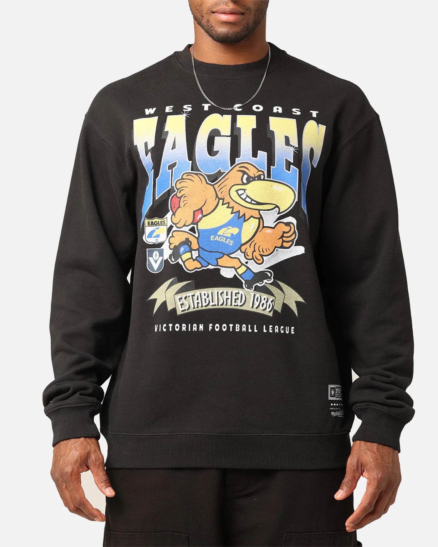 Mitchell & Ness West Coast Eagles Character Crewneck Faded Black