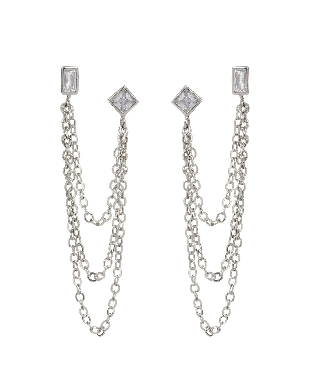 Mixte Cascading Chain Studs- Silver