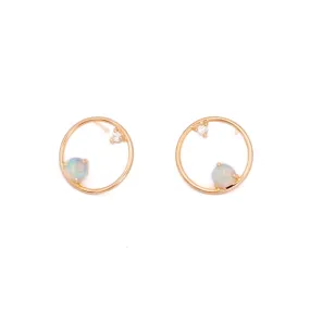 Opal & Diamond Circle Earrings