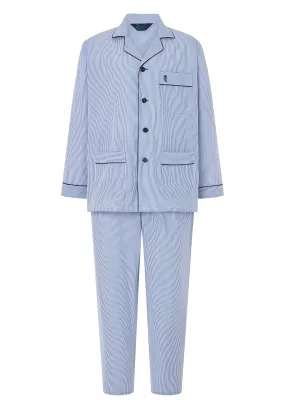 Pijama Hombre Largo Solapa Popelín Rayas - Azul 1912_39