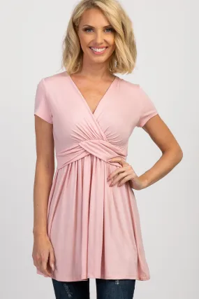 PinkBlush Light Pink Draped Front Nursing Top