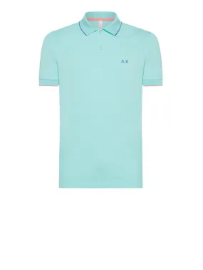 Polo Small Stripes On Collar S/s - Acqua