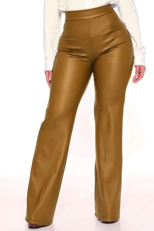 PU High Waist Leather Pants