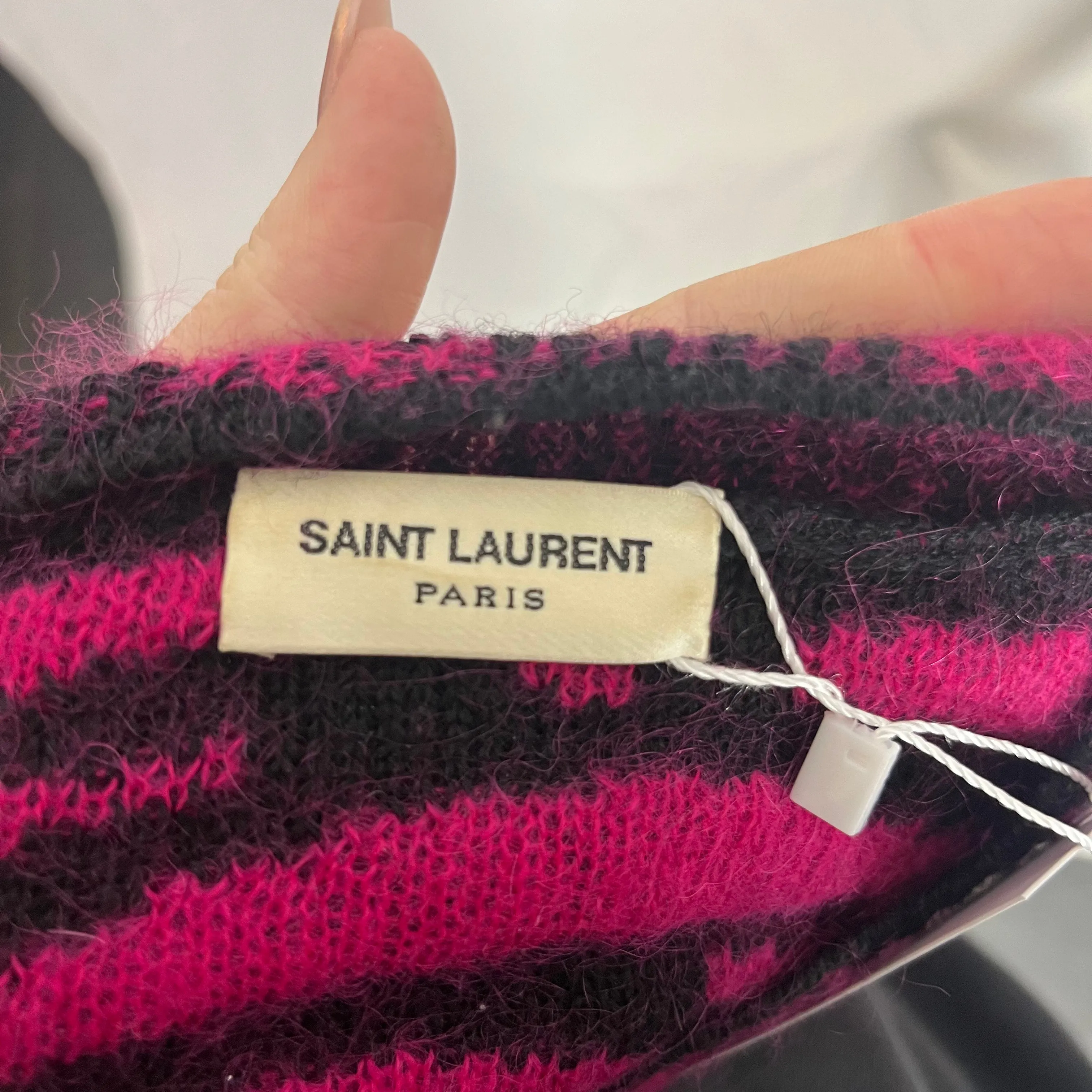 Saint Laurent Pink Zebra Print Mohair Jumper S