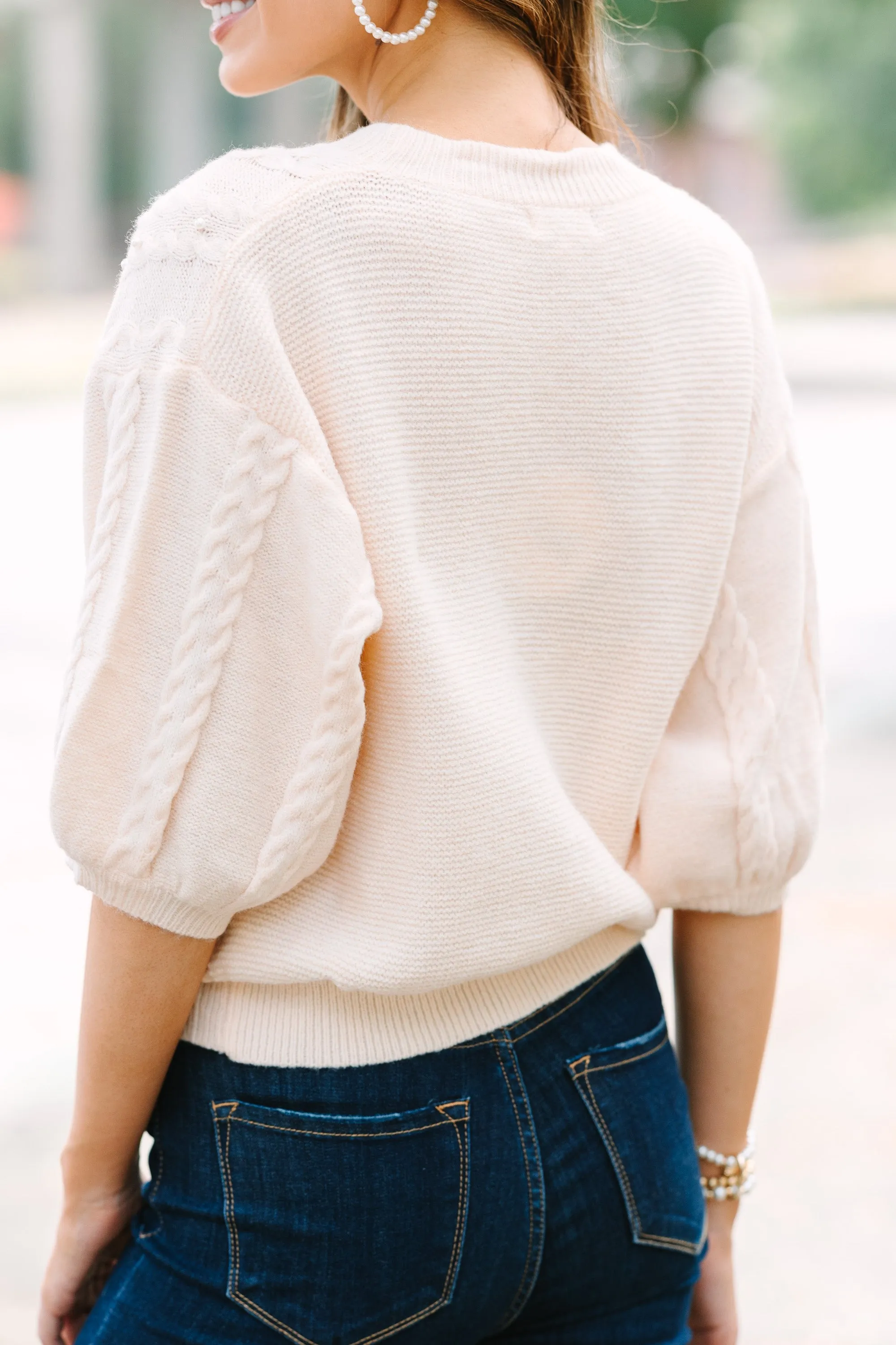 Share Your Love Cream White Embellished Sweater