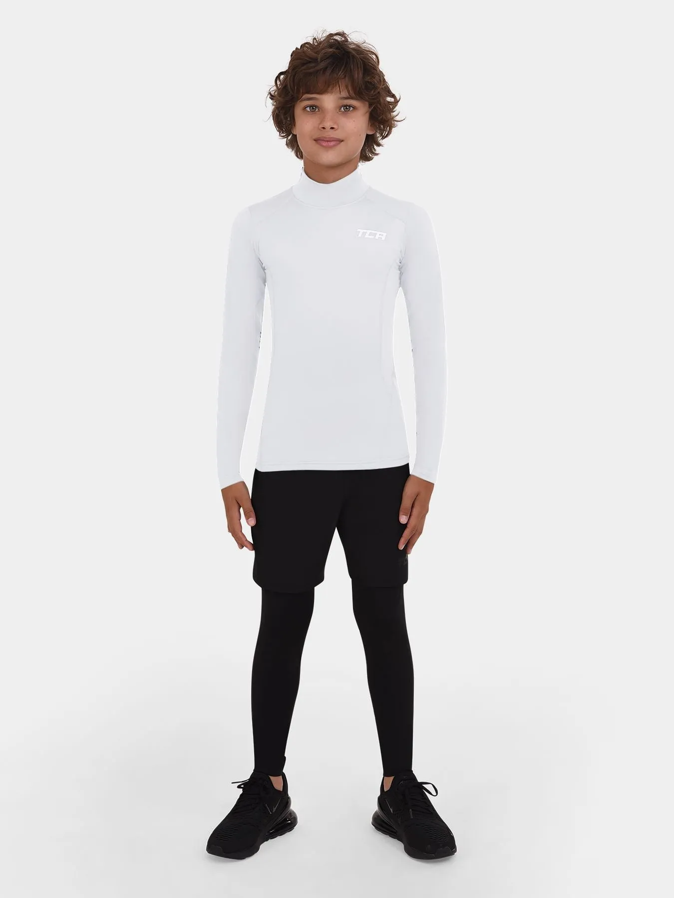 SuperThermal Compression Base Layer Long Sleeve Mock Neck For Boys With Brushed Inner Fabric