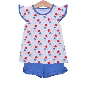 Trotter Street Kids - Patriotic Ice Cream Flutter Short Set