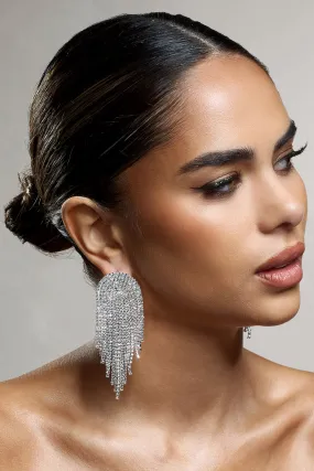 Waterfall | Silver Diamante Tassel Earrings