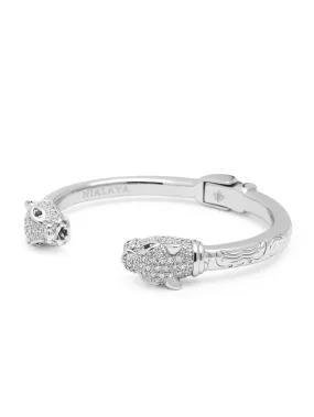 Women's CZ Panther Bangle in Silver