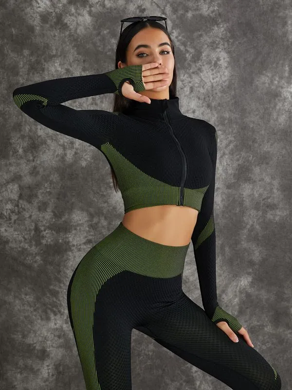 ZASUWA Female 3 Pieces Long Sleeve Zippers Fitness Suits X Carmen⭐